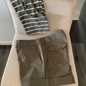 a.n.a Olive & White Striped Tank Top